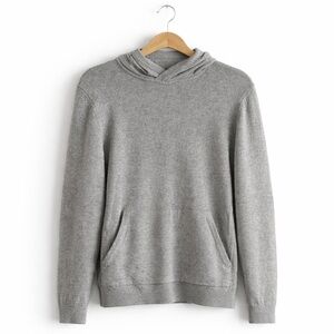 REISS Cashmere Blend Knit Hoodie Sweater Gray Size M
